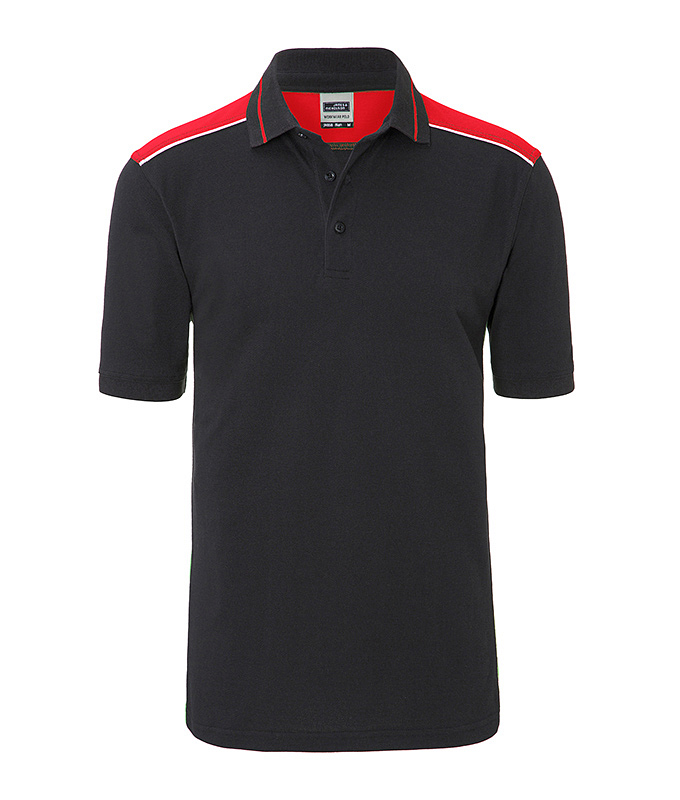 Men's Workwear Polo - COLOR - "JN858" in Carbon/Red, Größe 6XL - Daiber