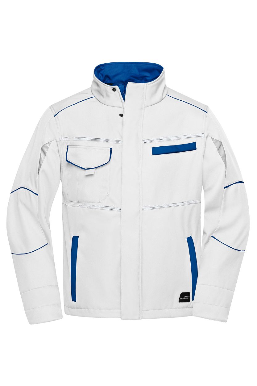 Workwear Softshell Jacket - COLOR - "JN851" in White/Royal, Größe 6XL - Daiber