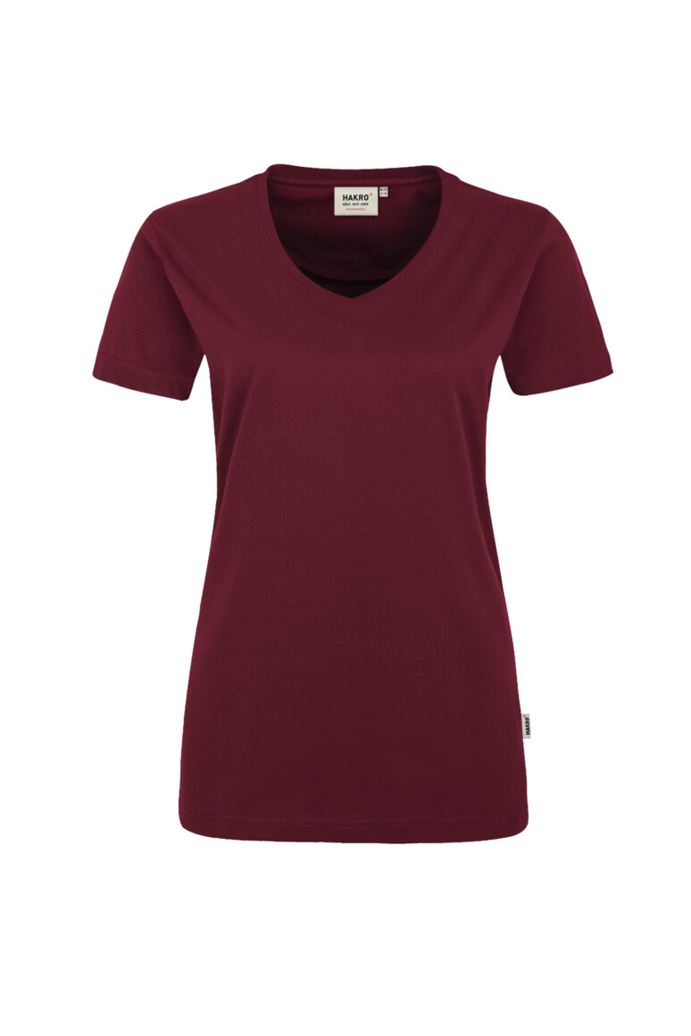 HAKRO 181 Damen V-Shirt MIKRALINAR® in Weinrot, Größe 6XL