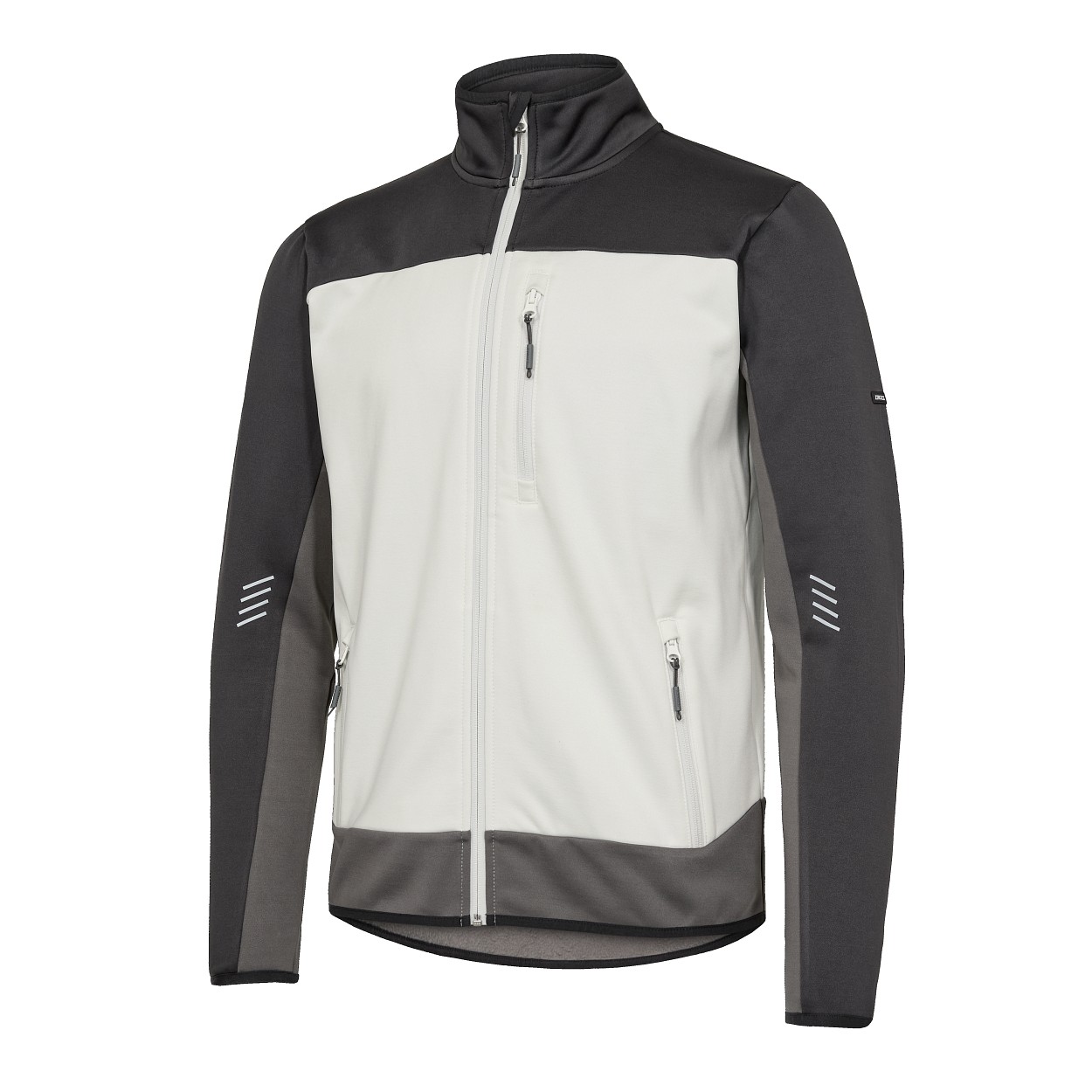 ENGEL Entire Midlayer-Cardigan in Bone White / Anthracite Grey, Größe 4XL