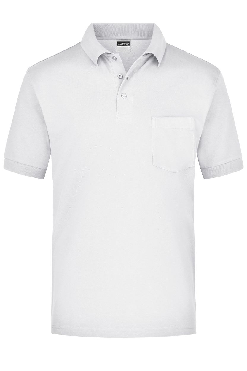 Polo-Piqué Pocket "JN026" in White, Größe 3XL - Daiber