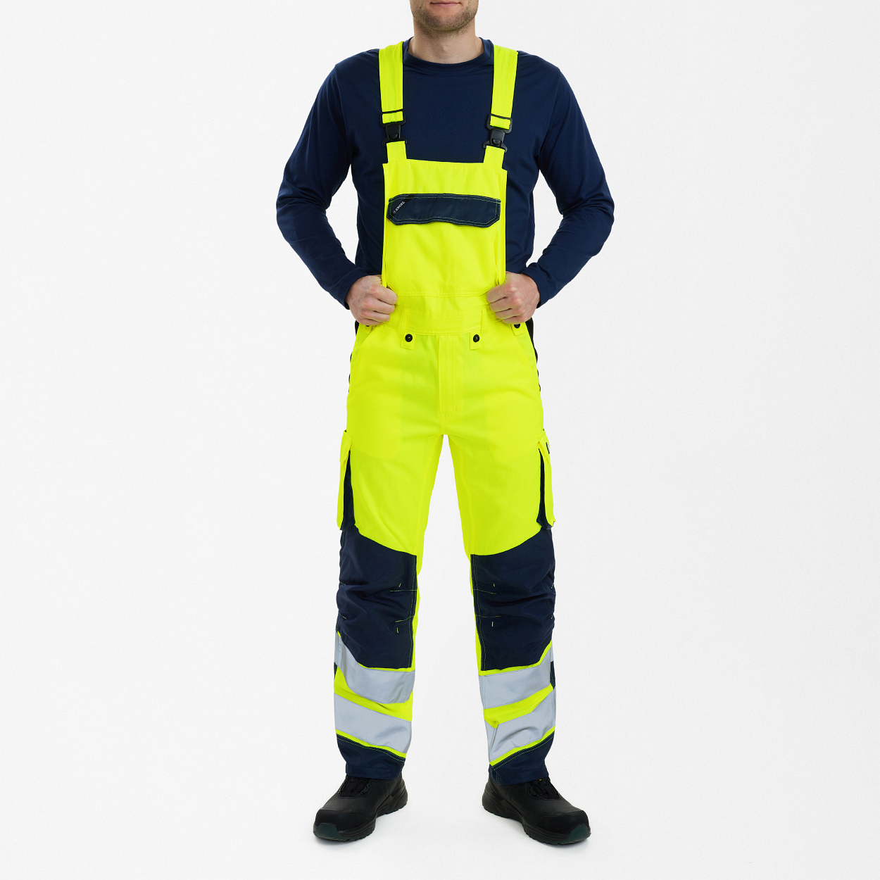 ENGEL Safety Light Latzhose in Gelb/Blue Ink, Größe 106
