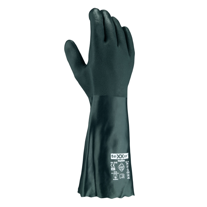 teXXor® topline Chemikalienschutz-Handschuhe PVC GRÜN in Grün, Größe 10