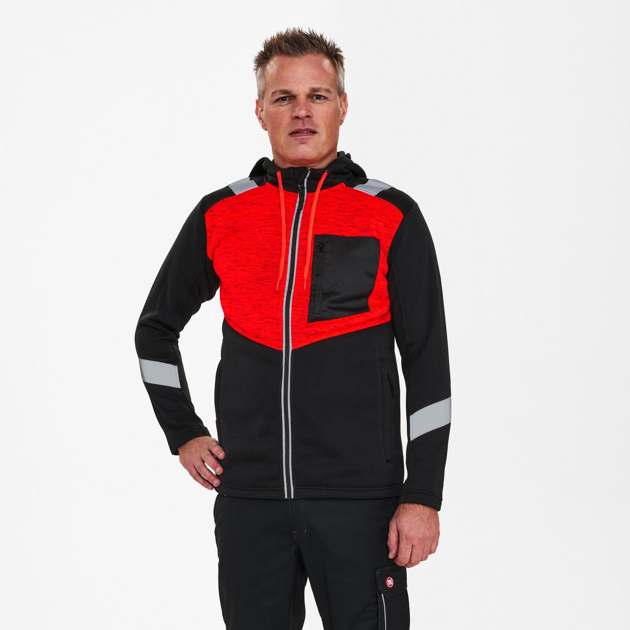 ENGEL Cargo Strickcardigan in Schwarz/Rot, Größe XS