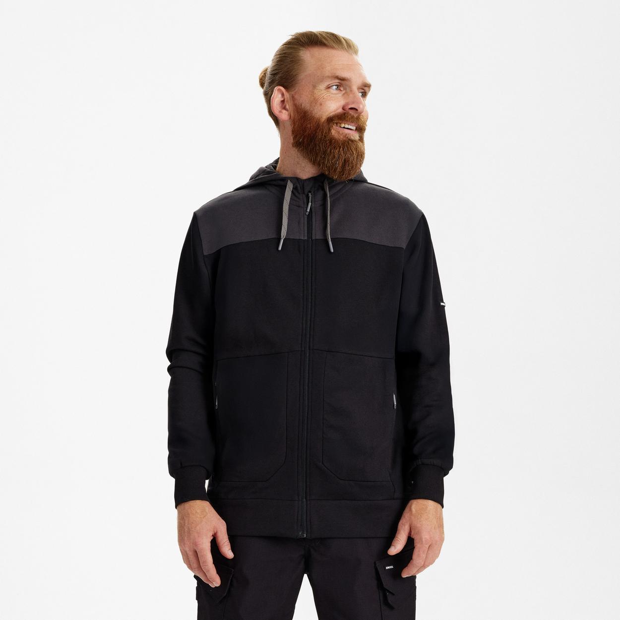 ENGEL Entire sweatcardigan mit kapuze in Schwarz/Anthrazit Grau, Größe XS