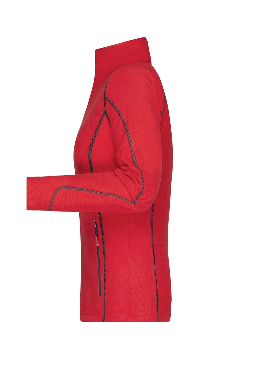 Ladies' Structure Fleece Jacket "JN596" in Red/Carbon, Größe 2XL - Daiber