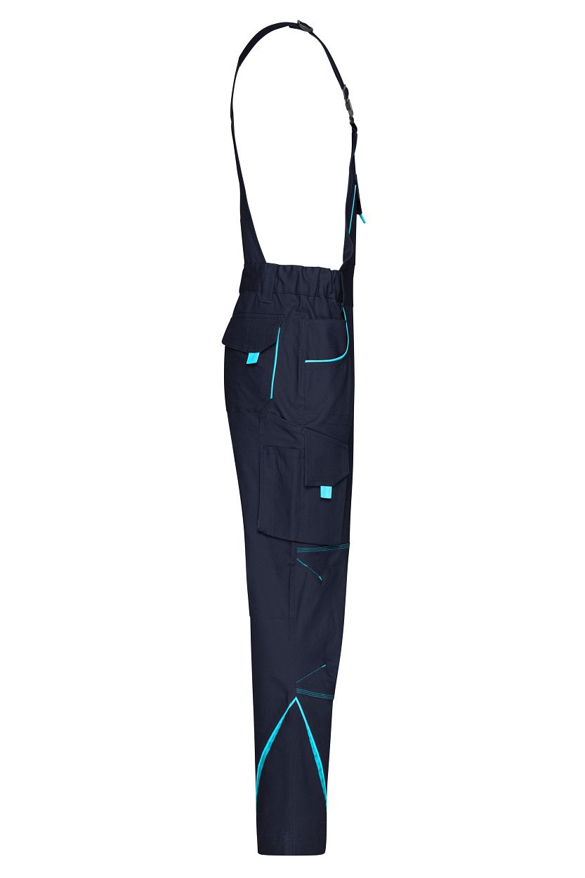 Workwear Pants with Bib - COLOR - "JN848" in Navy/Turquoise, Größe 62 - Daiber