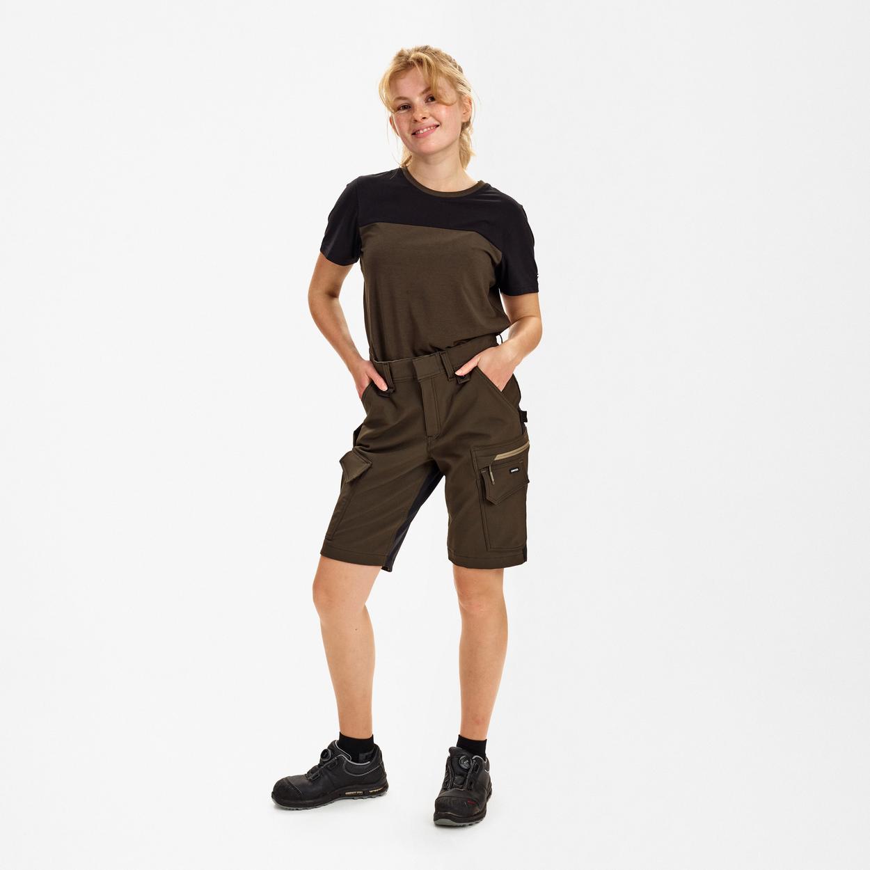 ENGEL Entire Damen Arbeitsshorts mit 4-Wege-Stretch in Forest Green/Schwarz, Größe 48