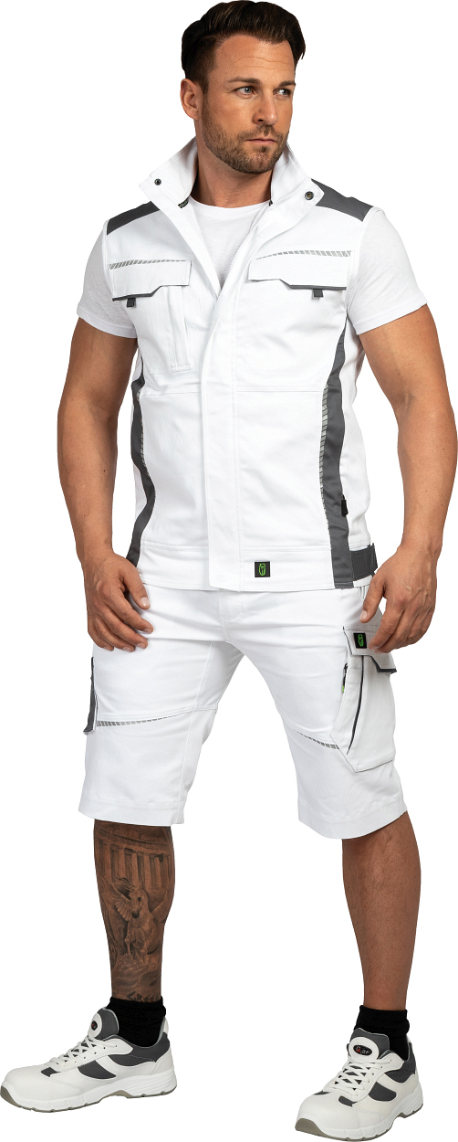 Weste Flex Line Weiß/Grau FLEXV, Gr. 3XL von Leibwächter Herren-Shorts Flex Line Weiß/Grau FLEXK, Gr. 68 von Leibwächter