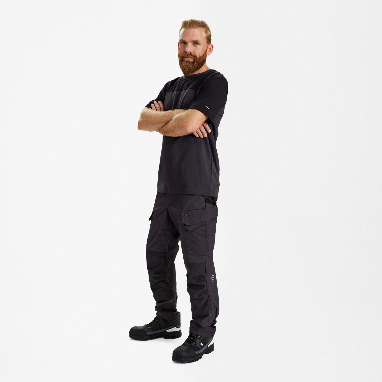 ENGEL Entire T-Shirt in Anthrazitgrau/Schwarz, Größe XS