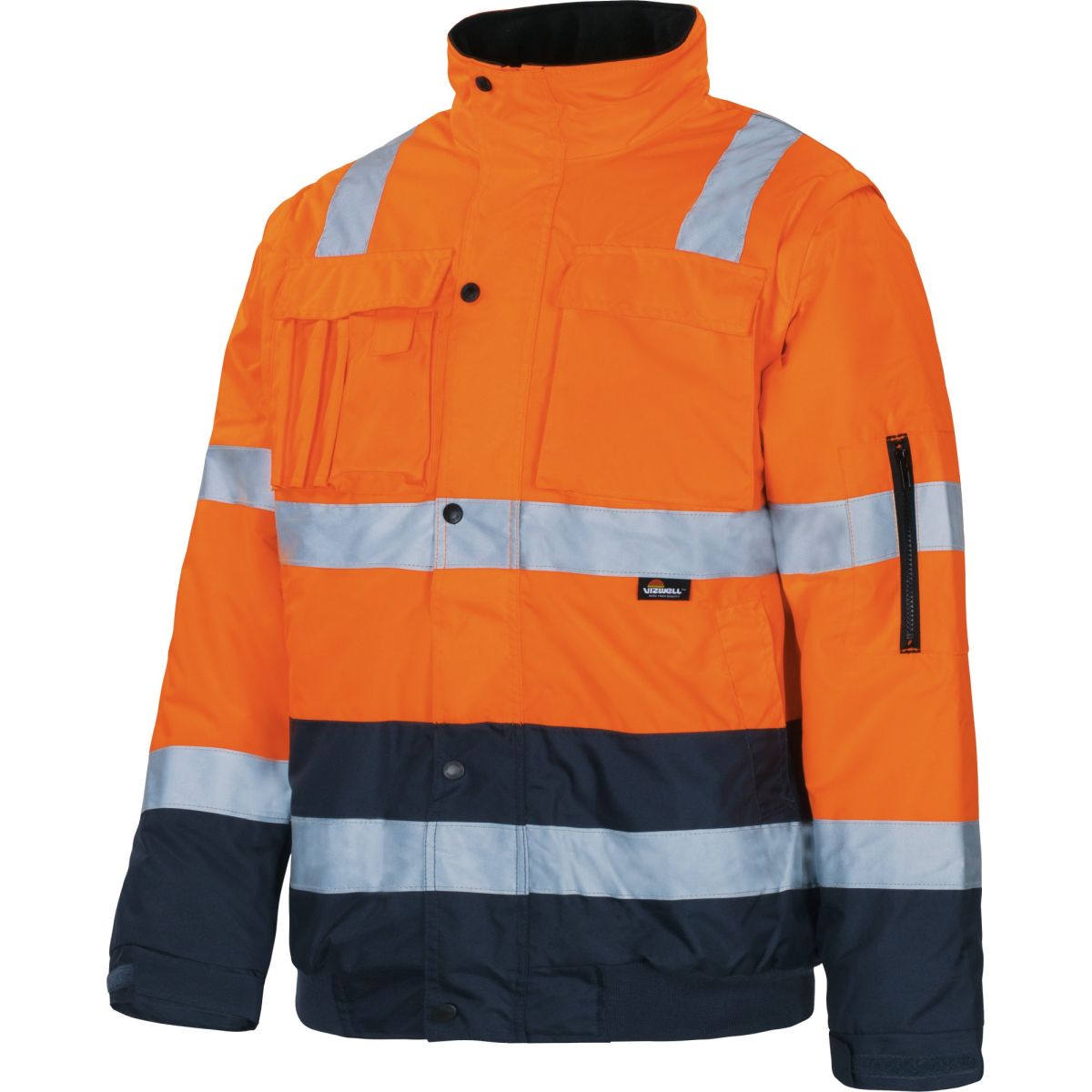 Pilotenjacke mit Schulterreflex leuchtorange-marine von Vizwell