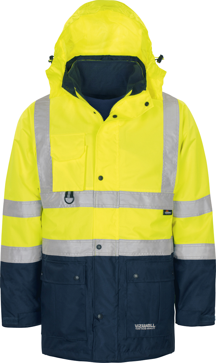 Warnschutz-Kontrast-Parka leuchtgelb-marine in Gr. XXL von Vizwell