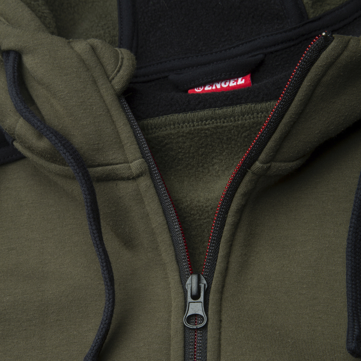 ENGEL Galaxy Sweatcardigan mit Kapuze in Forest Green/Schwarz, Größe XS