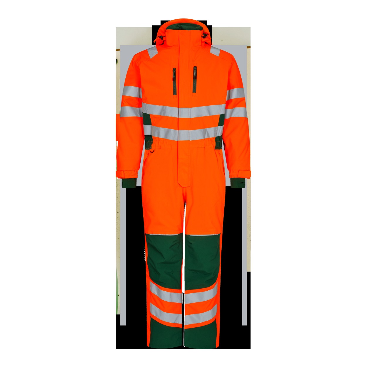 ENGEL Safety Winteroverall in Orange/Grün, Größe XS