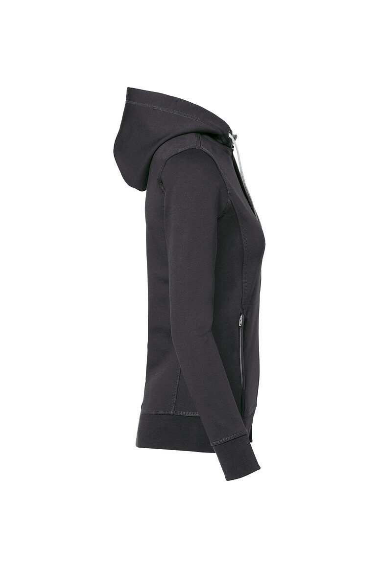 HAKRO Damen Kapuzenjacke Bonded ECO in Karbongrau/Silber, Größe 3XL