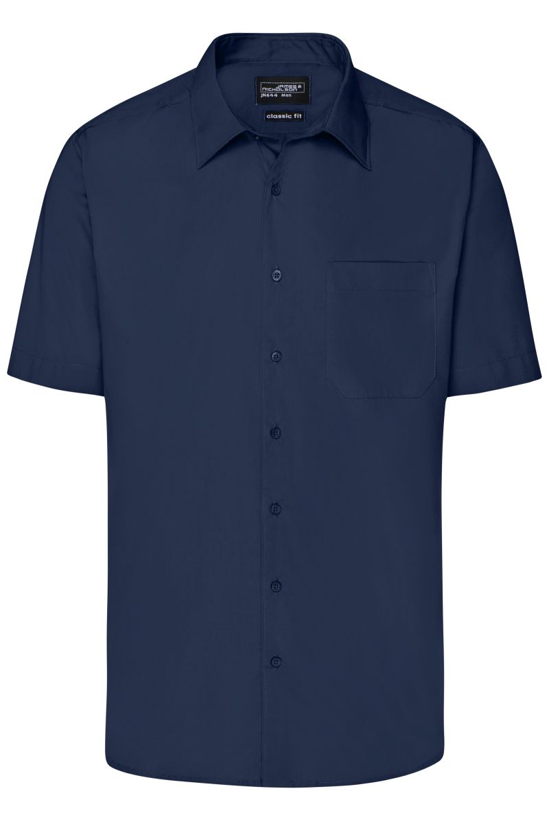 JN644 Herren Business Shirt Short-Sleeved in Navy, Größe L von James & Nicholson