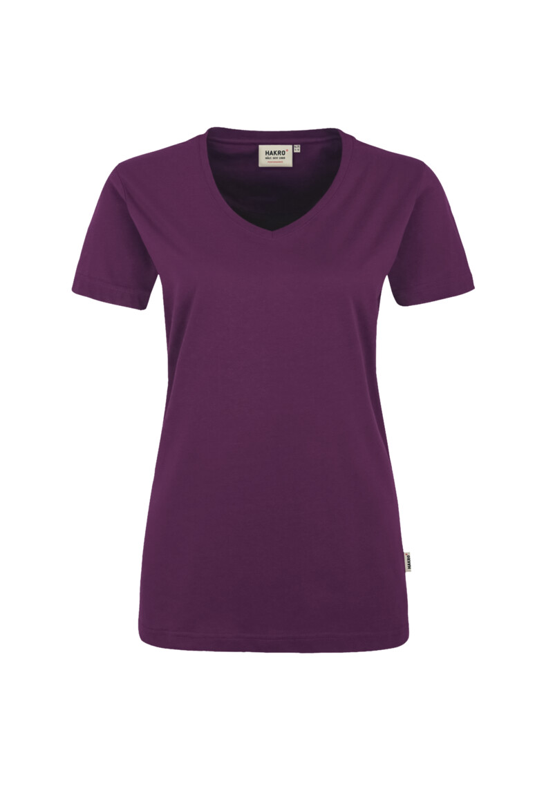 HAKRO 181 Damen V-Shirt MIKRALINAR® in Aubergine, Größe 6XL