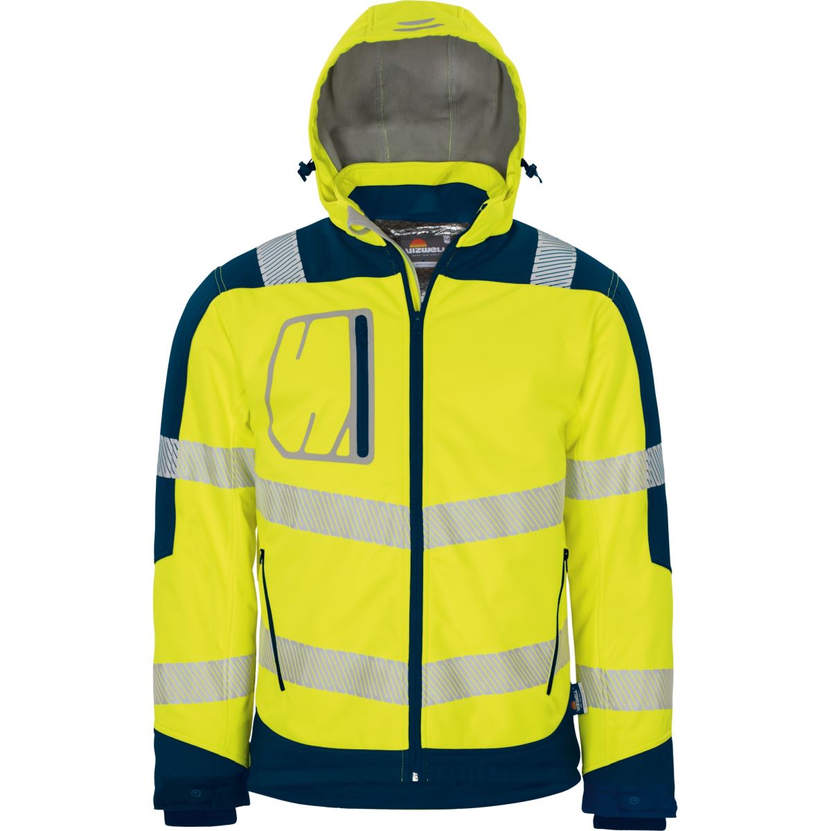 Winter-Kontrast-Softshelljacke leuchtgelb-marine von Vizwell