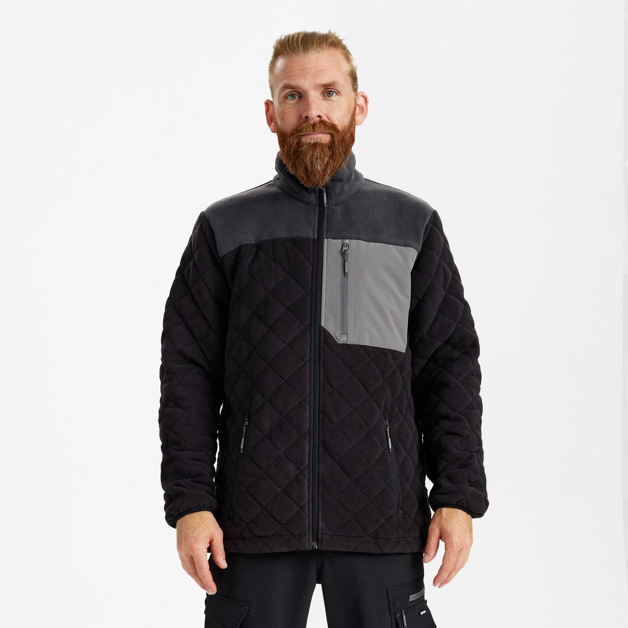 ENGEL Entire Gestepptes-Fleecejacke in Schwarz/Anthrazit Grau, Größe XS