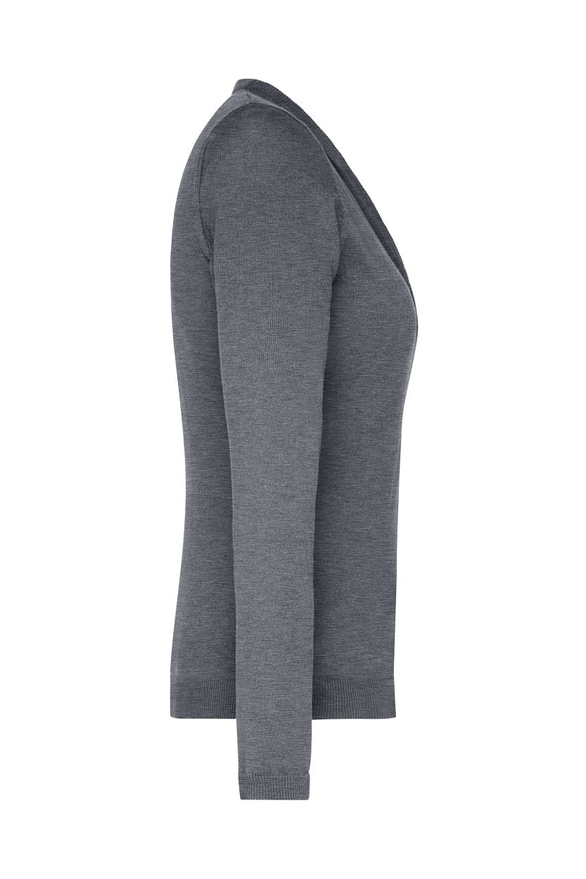 Ladies' V-Neck Cardigan "JN660" in Grey-Heather, Größe 2XL - Daiber