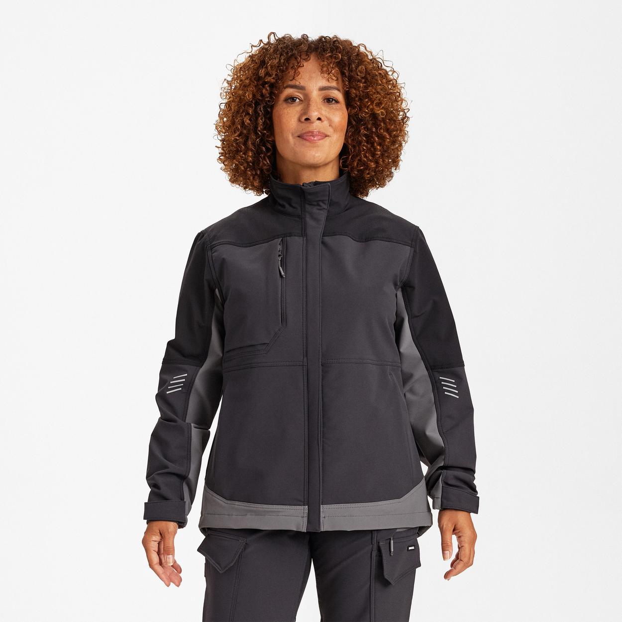 ENGEL Entire Damen Arbeitsjacke mit 4-Wege-Stretch in Anthrazitgrau/Schwarz, Größe XS