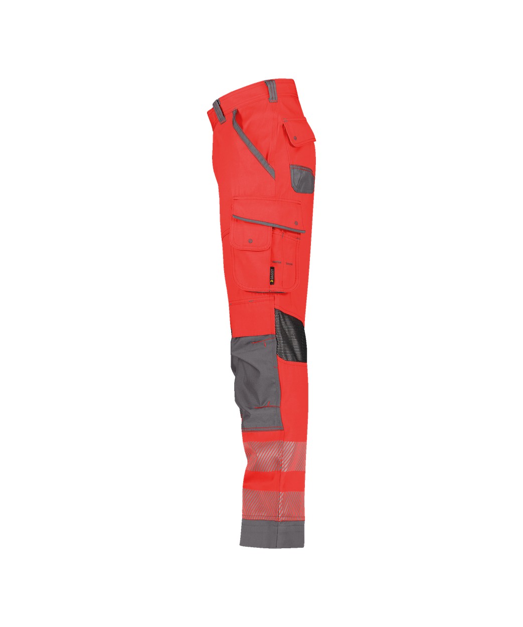 Sommer Warnschutzhose mit Kniepolstertaschen "DASSY® Odessa" in NEONROT/ZEMENTGRAU, Größe 58 - langer Schritt PESCO70