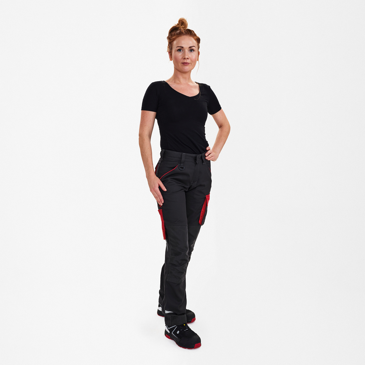 ENGEL Galaxy Damen Bundhose in Anthrazit Grau/Tomato Red, Größe 48