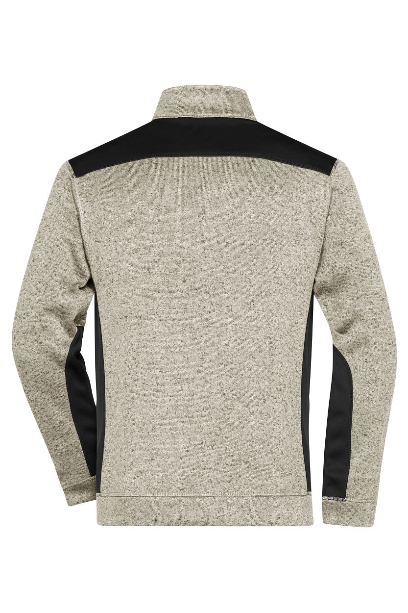 Men's Knitted Workwear Fleece Half-Zip - STRONG - "JN864" in Stone-Melange/Black, Größe 6XL - Daiber
