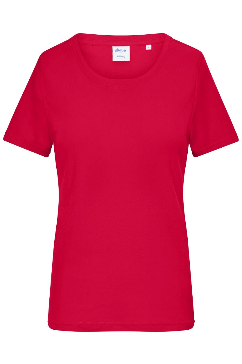 Ladies' T-Shirt 1:1 Rib OCS Standard "8039" in Red, Größe 2XL - Daiber