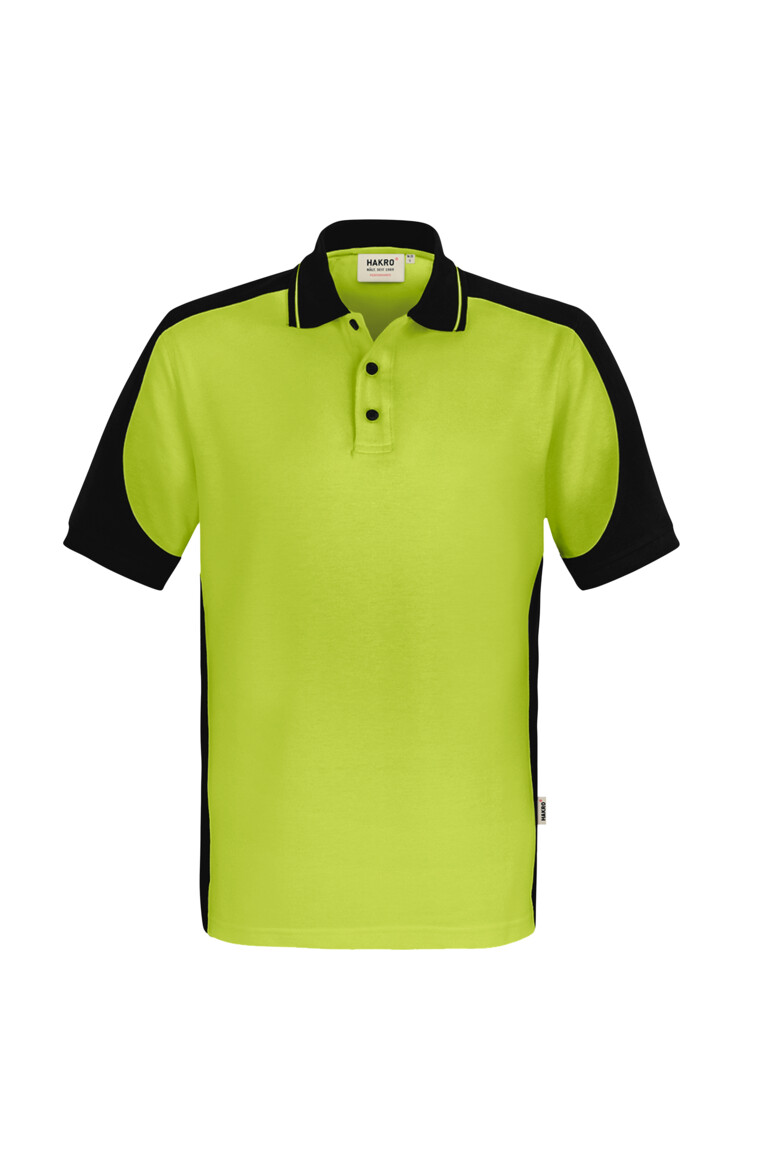HAKRO 539 Poloshirt Contrast MIKRALINAR® ECO in Kiwi/Schwarz, Größe 6XL