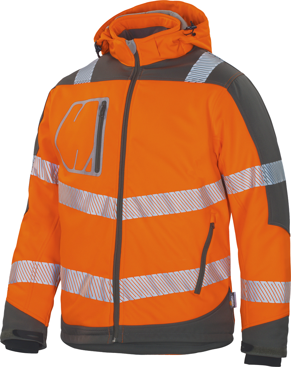 Winter-Kontrast-Softshelljacke leuchtorange-grau in Gr. XXL von Vizwell