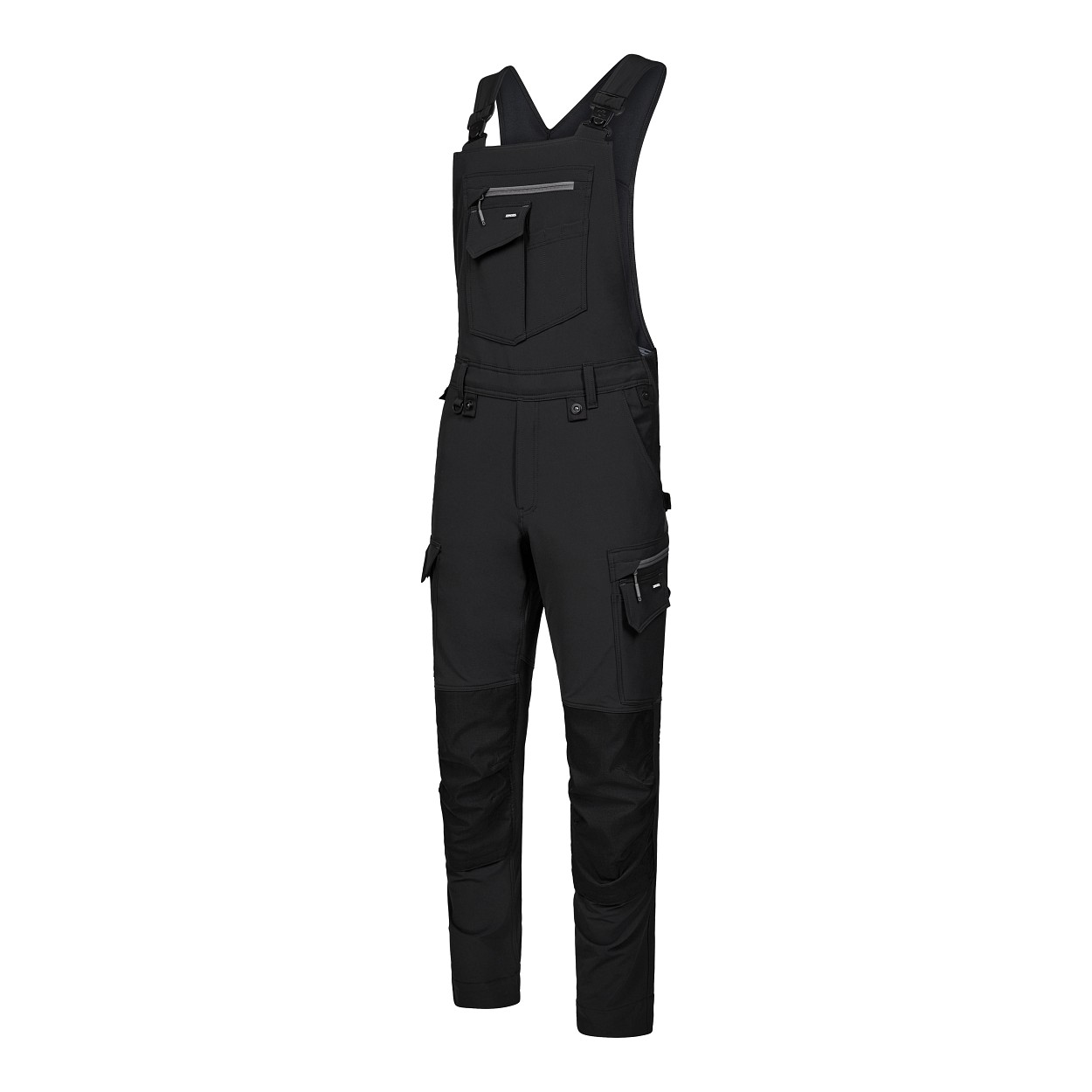 ENGEL Entire Latzhose mit 4-Wege-Stretch in Schwarz/Anthrazit Grau, Größe 26