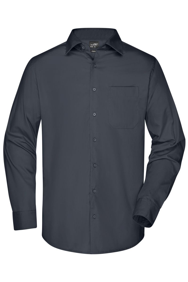 JN642 Herren Business Shirt Long-Sleeved in Carbon, Größe L von James & Nicholson