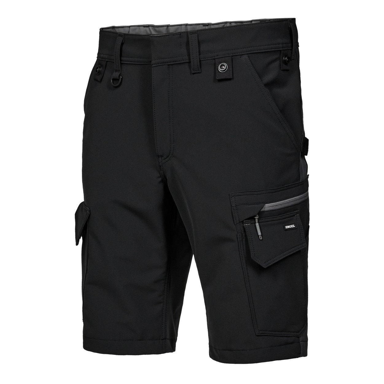 ENGEL Entire Arbeitsshorts mit 4-Wege-Stretch in Schwarz/Anthrazit Grau, Größe 54