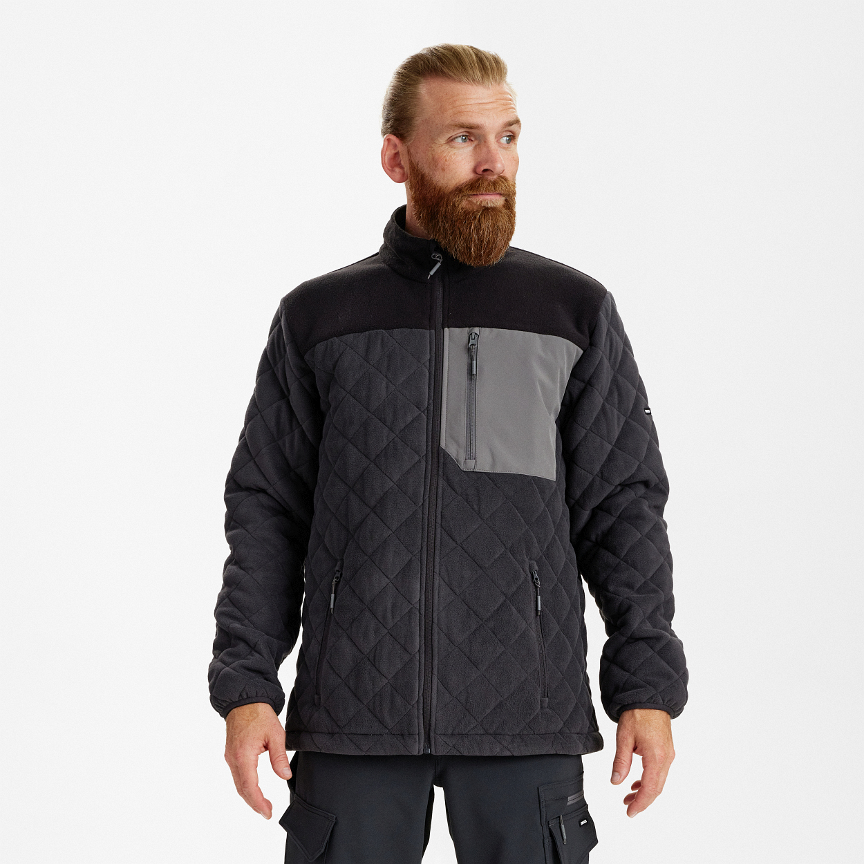 ENGEL Entire Gestepptes-Fleecejacke in Anthrazitgrau/Schwarz, Größe XS