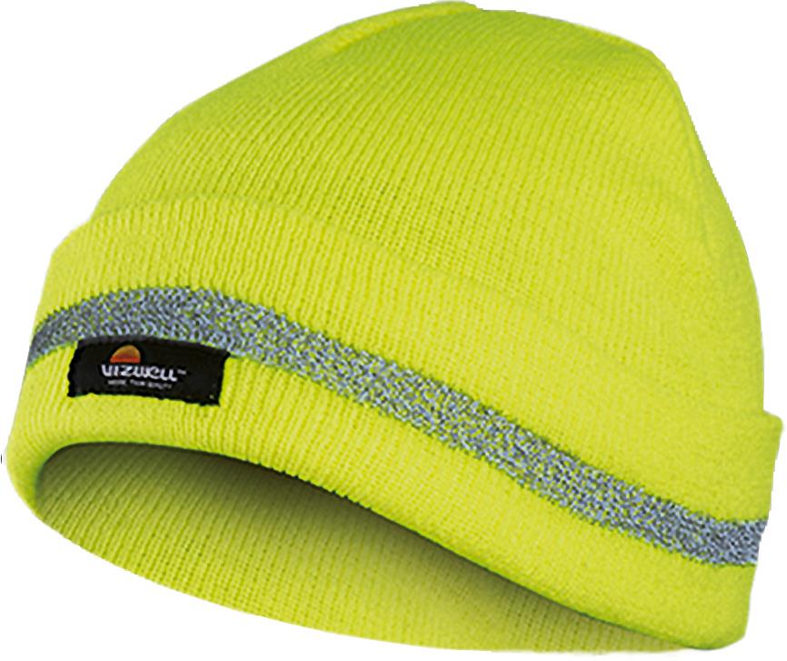 Warnschutz-Wintermütze in leuchtgelb mit Reflektorstreifen von Vizwell