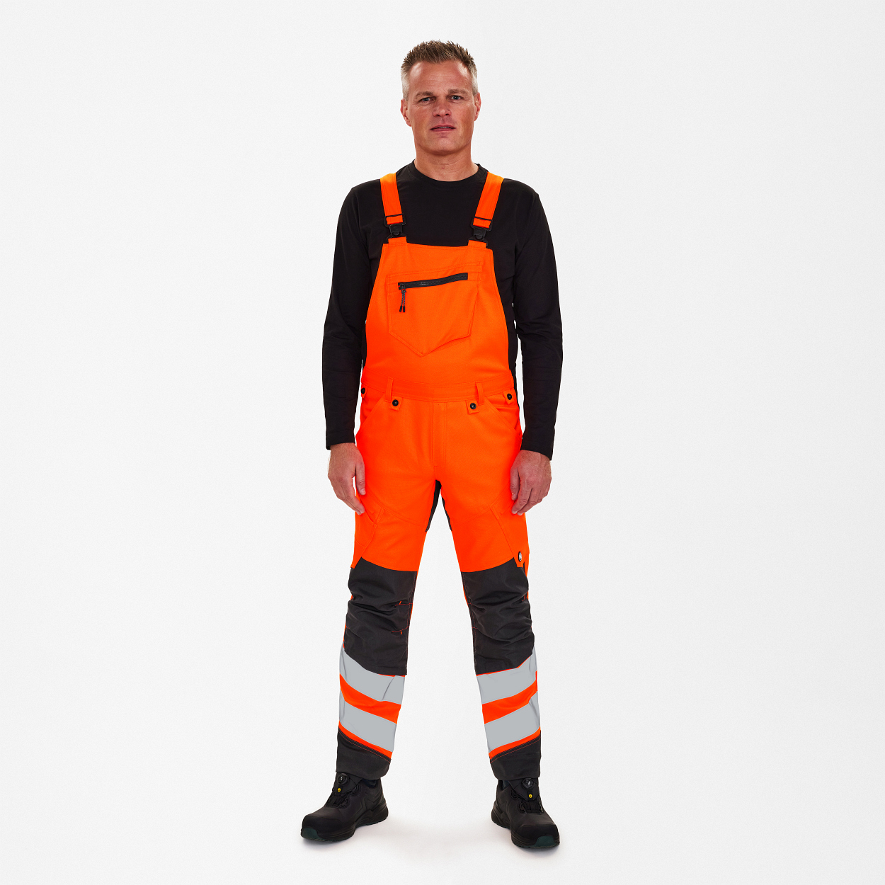 ENGEL Safety Latzhose in Orange/Anthrazit Grau, Größe 26