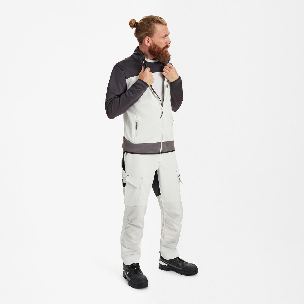 ENGEL Entire Midlayer-Cardigan in Bone White / Anthracite Grey, Größe XS