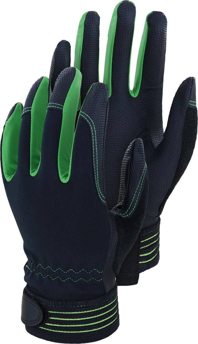 Handschuh mit Synthetik-Leder LW810 "Smaragd" in Schwarz-Grün Gr. 8 - Leibwächter