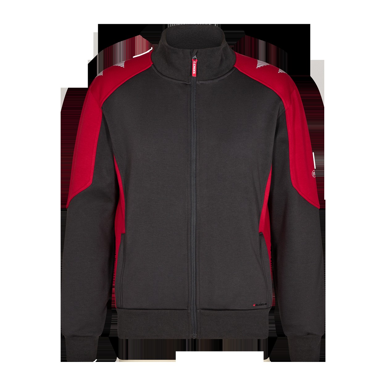 ENGEL Galaxy Sweatcardigan mit Kragen in Anthrazit Grau/Tomato Red, Größe XS