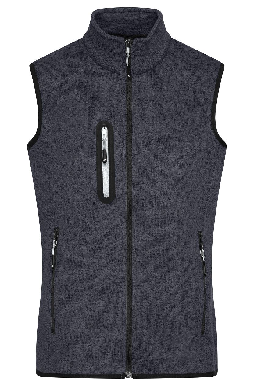 Men's Knitted Fleece Vest "JN774" in Dark-Grey-Melange/Silver, Größe 3XL - Daiber