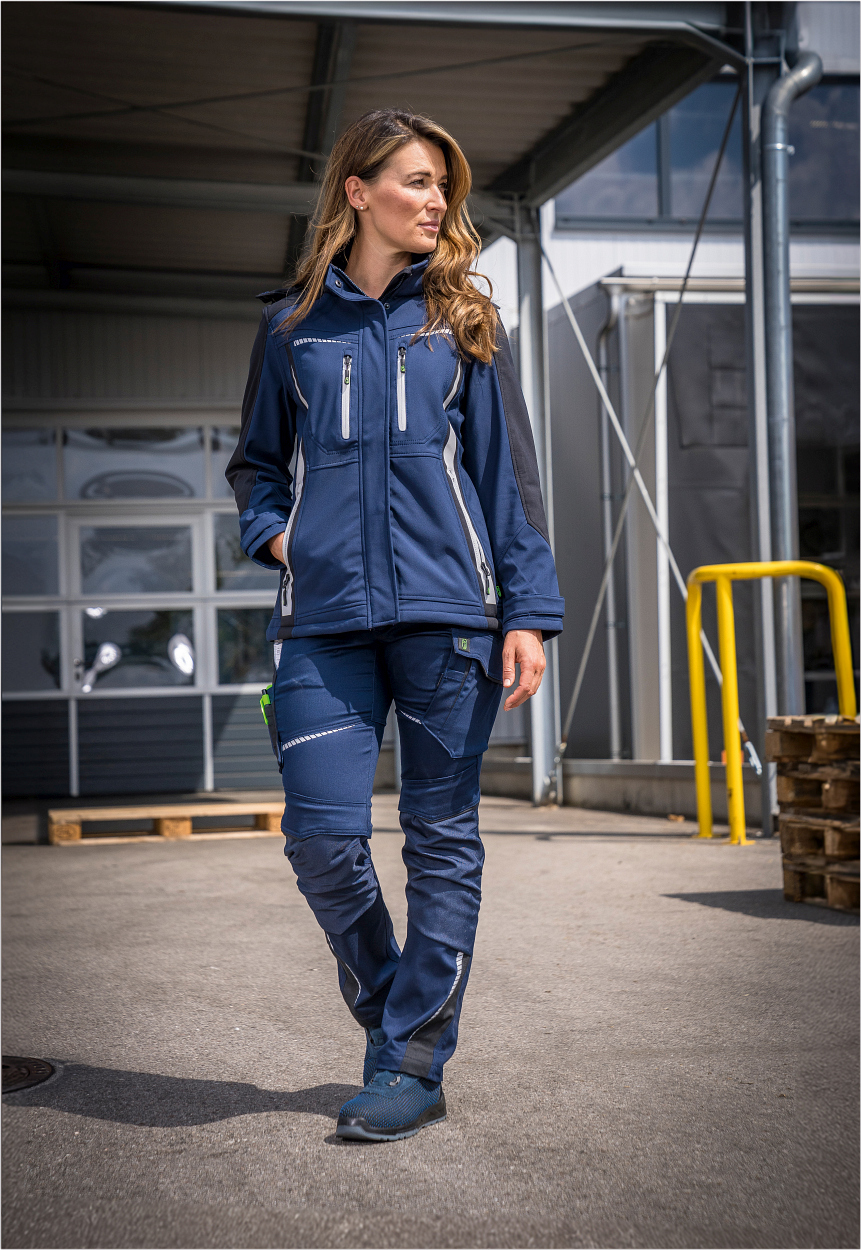 Damen Softshelljacke Flex Line Marine/Schwarz FLXDS, Gr. 34 von Leibwächter Damen-Bundhose Flex Line Marine/Schwarz FLXDH, Gr. 52 von Leibwächter