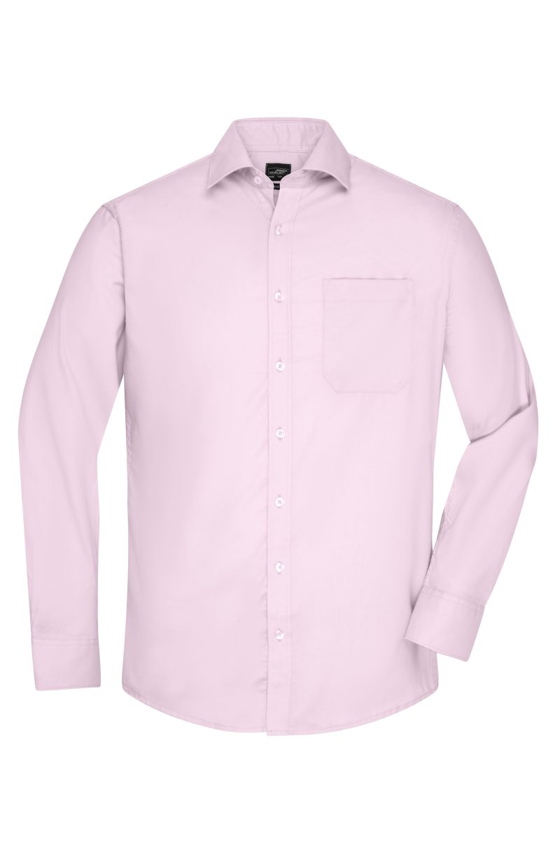 JN682 Herren Shirt Longsleeve Micro T-Shirtwill in Light-Pink, Größe 4XL von James & Nicholson