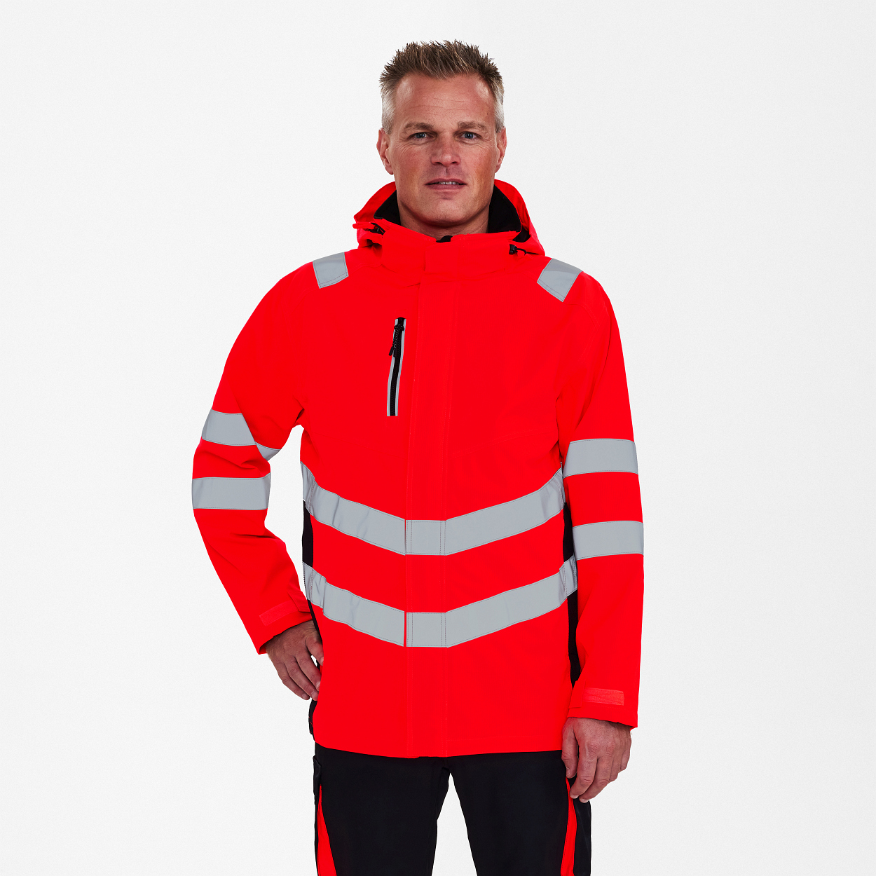 ENGEL Safety Shellparka in Rot/Schwarz, Größe XS