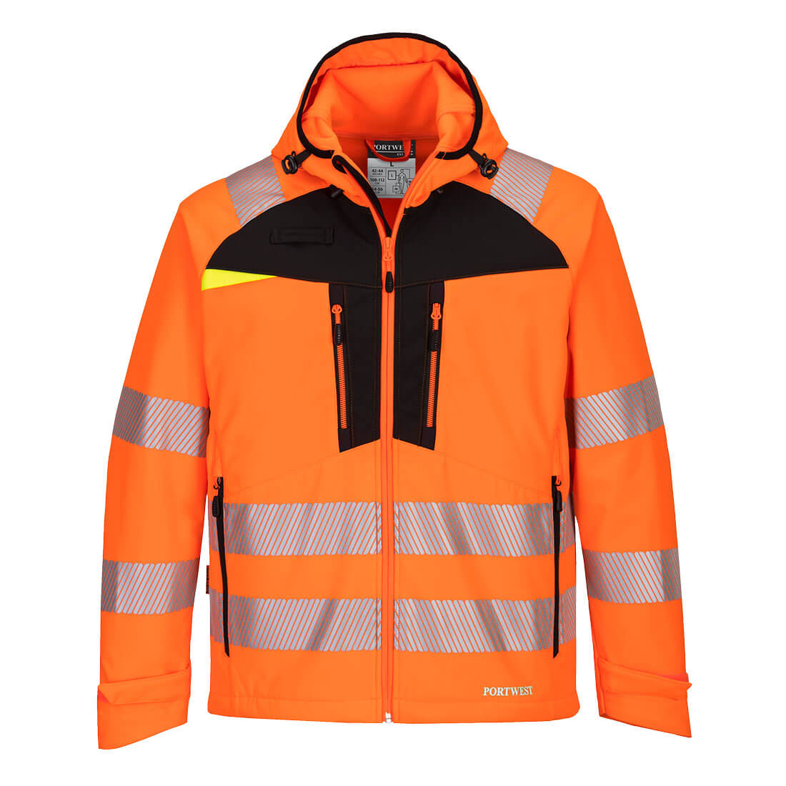 DX4 Warnschutz-Softshelljacke DX475 in Orange / Schwarz, Größe 4XL von Portwest