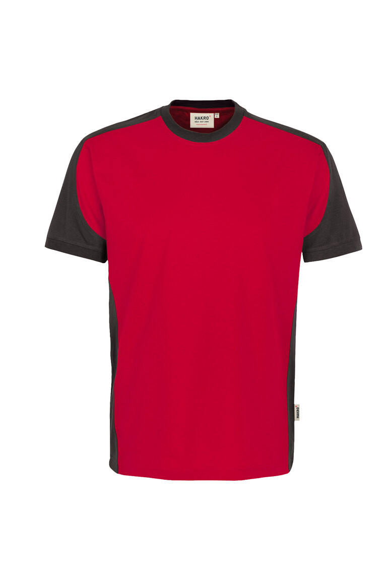 HAKRO 290 T Shirt Contrast MIKRALINAR® in rot/anthrazit, Größe 2XS