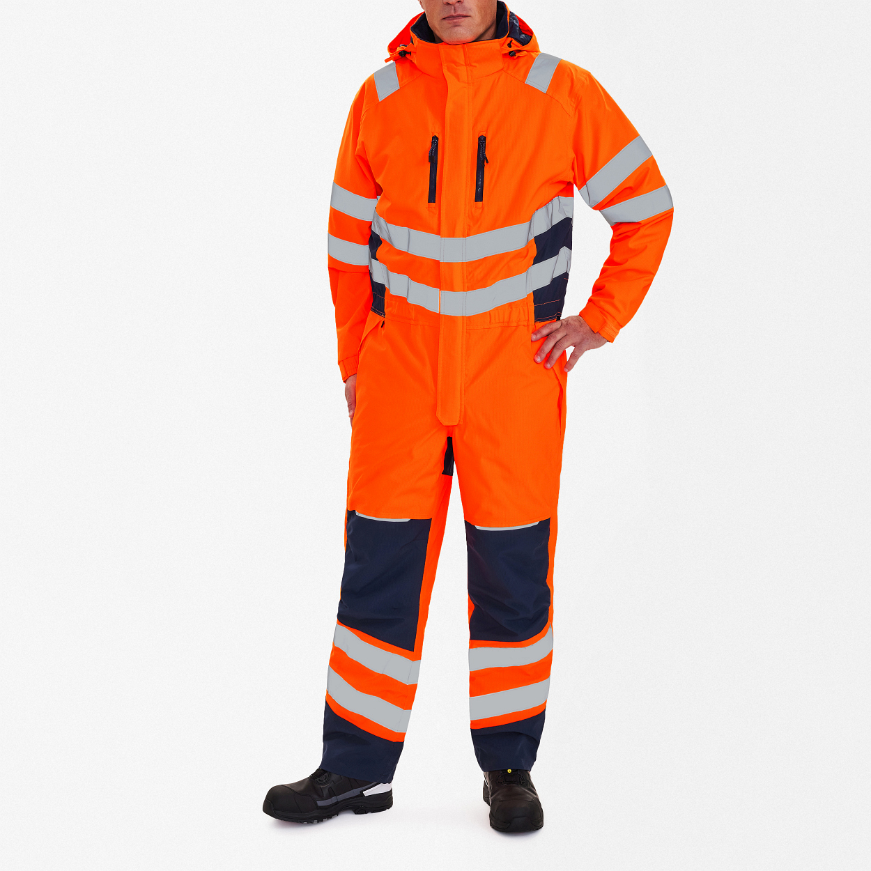 ENGEL Safety Winteroverall in Orange/Blue ink, Größe 2XL