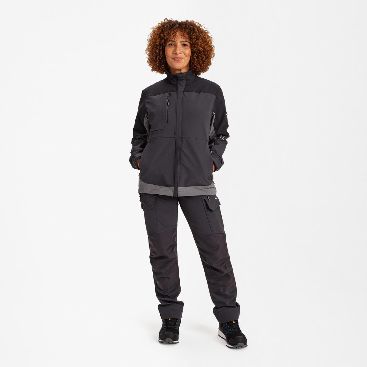 ENGEL Entire Damen Arbeitsjacke mit 4-Wege-Stretch in Anthrazitgrau/Schwarz, Größe XS