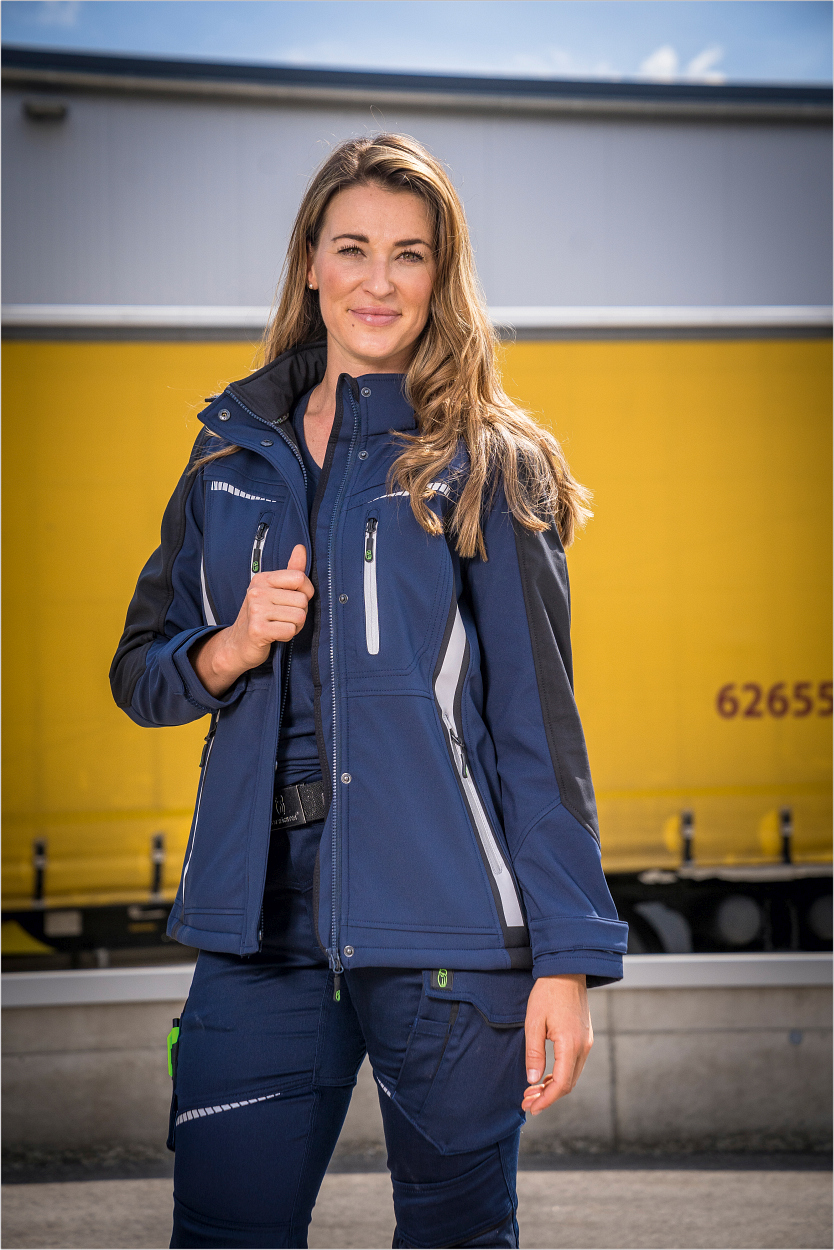 Damen Softshelljacke Flex Line Marine/Schwarz FLXDS, Gr. 34 von Leibwächter Damen Softshelljacke Flex Line Marine/Schwarz FLXDS, Gr. 52 von Leibwächter