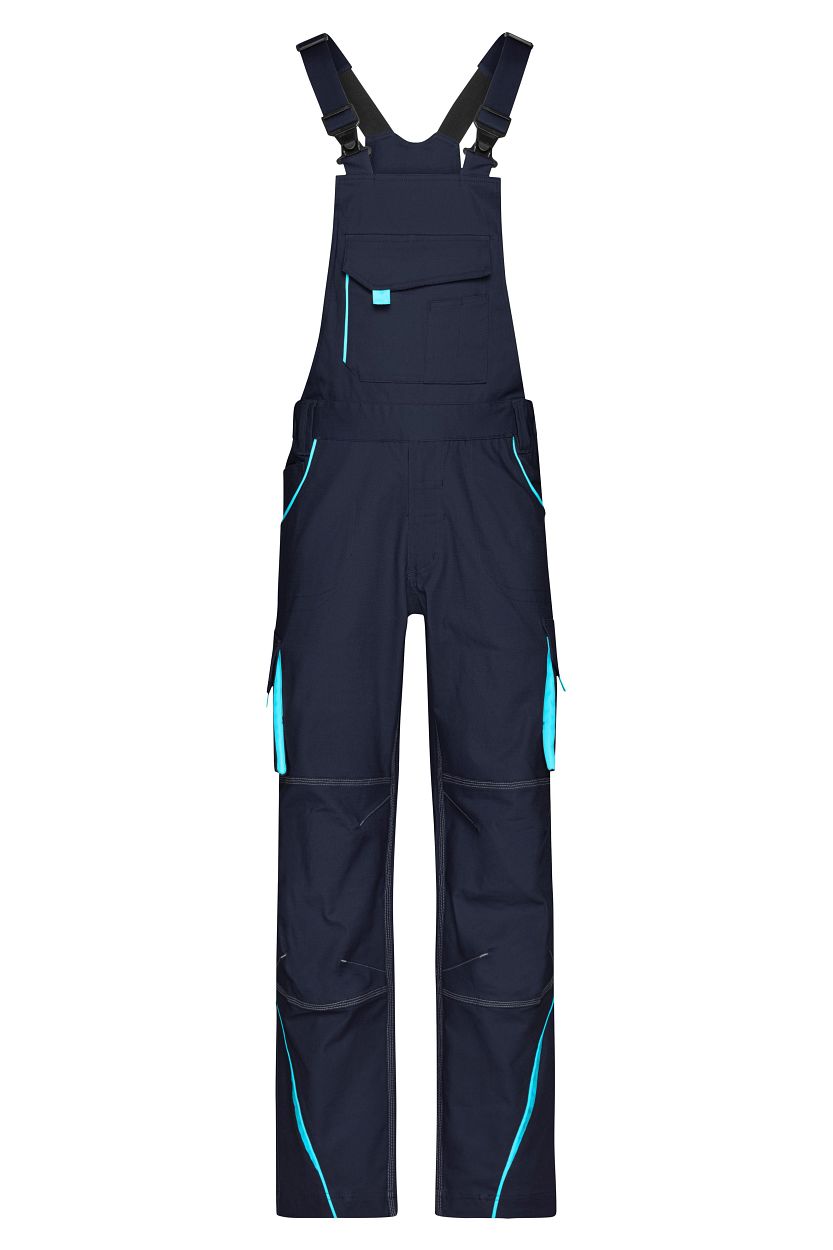 Workwear Pants with Bib - COLOR - "JN848" in Navy/Turquoise, Größe 62 - Daiber